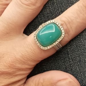 14 Kt white gold and Chrysocolla chalcedony ring